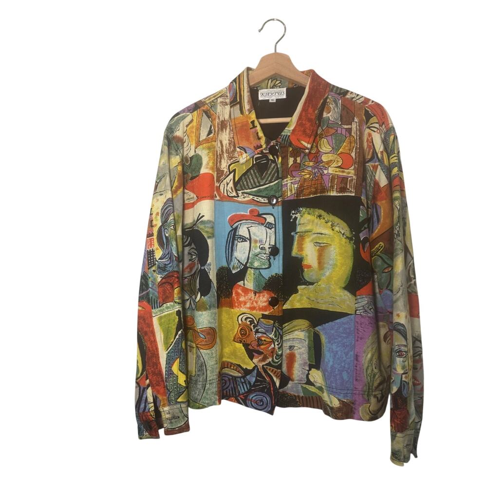 Vintage Kaktus Linen Art Teacher Artsy Picasso Jacket Blazer XL